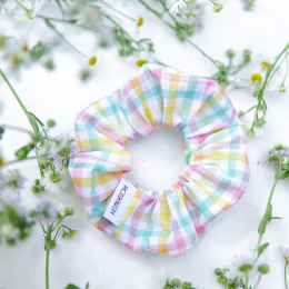 Bawełniana scrunchie pastelowa krata