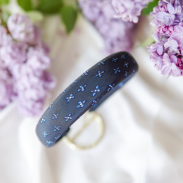 Opaska z jedwabnego krawata niebieskie kwiaty
