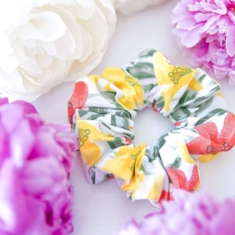 Bawełniana scrunchie kolorowe kwiaty