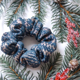 Gumka do włosów boucle turkus ze złotem