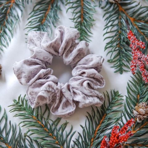 Gumka do włosów satynowa pantera szarość