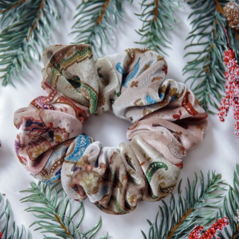 Gumka do włosów welurowy paisley trójkolor