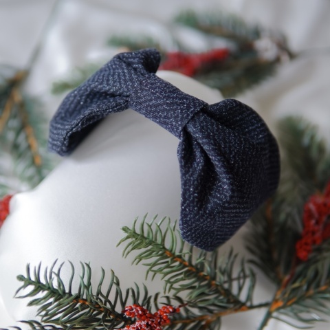 Opaska do włosów turbanka czarne zygzaki