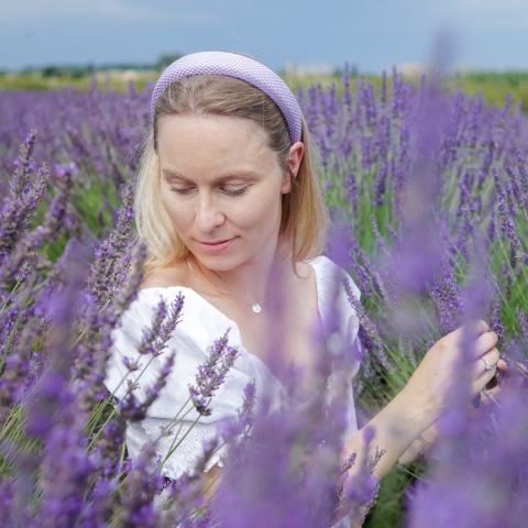 Opaska z jedwabnego krawata żakardowa lila Opaska z jedwabnego krawata żakardowa lila