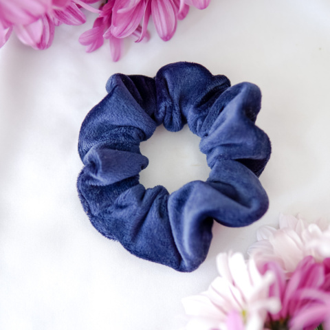 Scrunchie granatowy welur