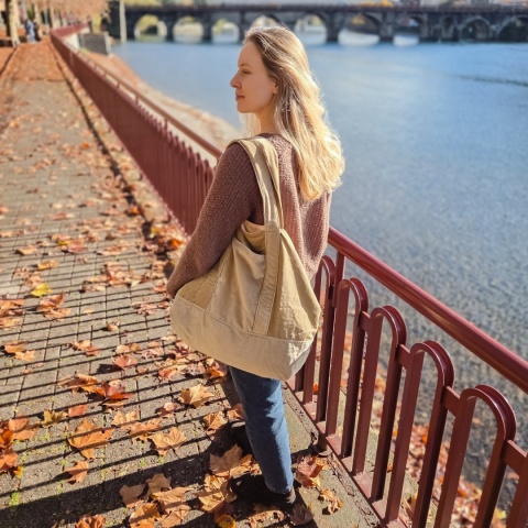 Torba welurowy beż L