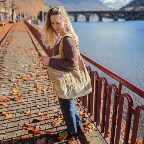 Torba welurowy beż L