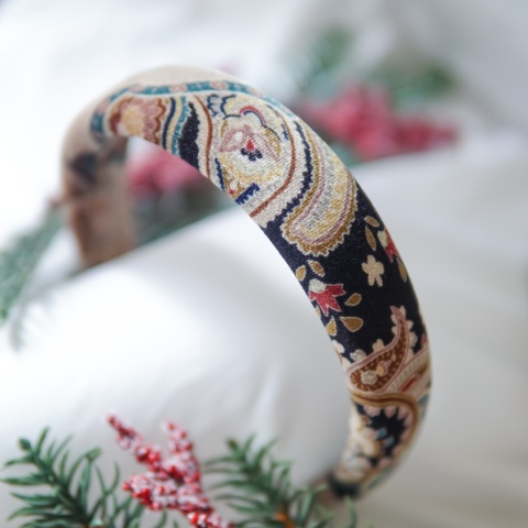 Usztywniana opaska welurowa orientalny wzór